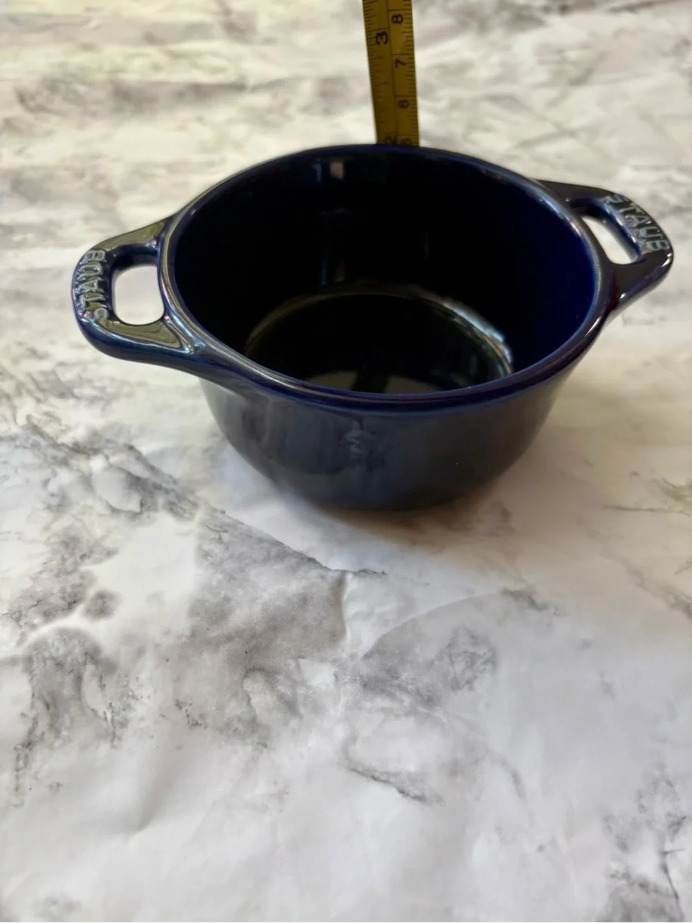 Staub mini round cocotte in sapphire blue